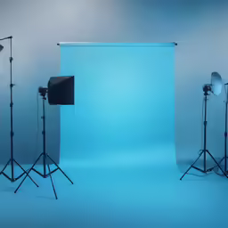 a set of three flashes are posed in front of the camera
