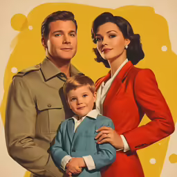 the poster features a soldier and his wife