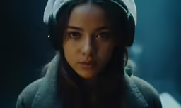 a close up view of a person with headphones on
