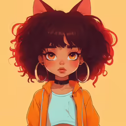 a girl with cat ears looking over her shoulder