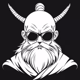 a man with long horns, sunglasses and beard