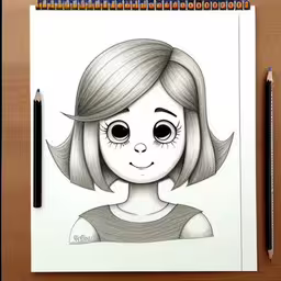 an illustrated picture of a young woman with eyes and lips,a girl has her face drawn on a paper