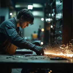a man is welding some parts on a machine