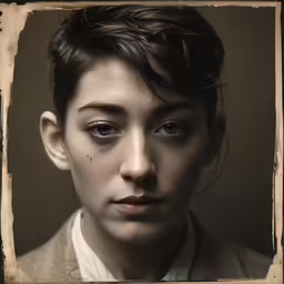 a woman with a serious look posing for a portrait