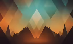 some very colorful mountains on a black and yellow background