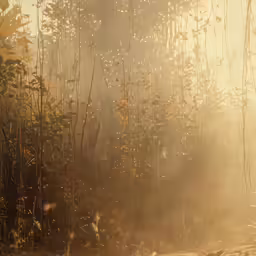 mist rises out of the back drop of rain in an outdoor park