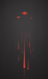 a red abstract art piece with many dots in it