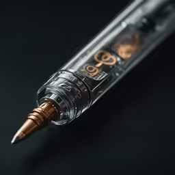 the pen is empty and has gold trim
