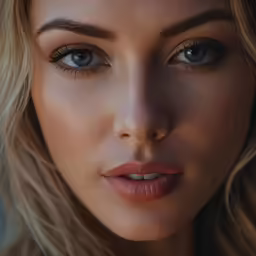 beautiful blond woman with clear blue eyes