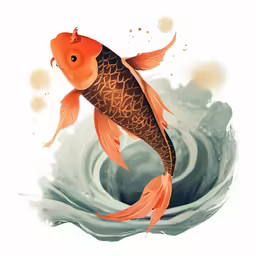a goldfish is swimming on top of a lake