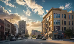 a very tall brown building sitting on the side of a street