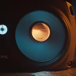 a closeup of some audio device speakers