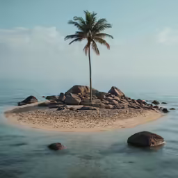 the lone tree stands out in the water
