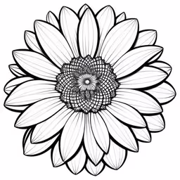 a sunflower flower in a black and white photo,a stylized sunflower in a black and white manner