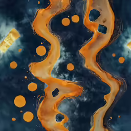 abstract image of orange and black paint in water