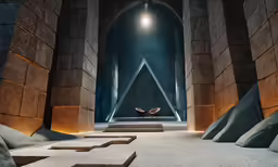 a building with steps in it with light coming through it