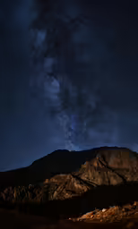 a mountain top with the stars in the sky