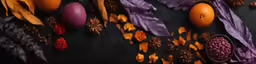 oranges and other fruit are arranged on a black background