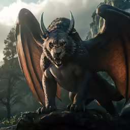 a dragon is standing on a rock