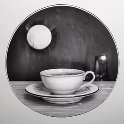 a cup and saucer sitting on a table