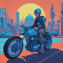 there is a man on a motorcycle on the street,a man riding a motorcycle down a city street
