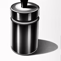 a trash can is casting a shadow on a white background
