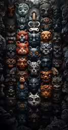 a bunch of cats made up of different colors