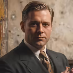 the man in a suit and tie is posing for a portrait