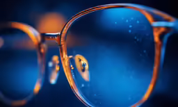 an image of a pair of blue lens eyeglasses