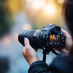 a woman taking a picture of a group
