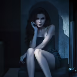 the beautiful brunette is sitting on a chair