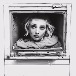 a woman is looking out the window of a truck