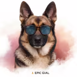 a german shepherd wearing sunglasses and smoking a cigarette