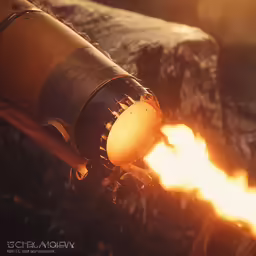 a lightbulb is emitting orange smoke while its lit up