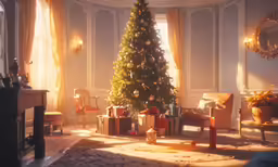 a decorated christmas tree in a living room
