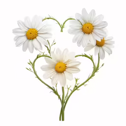 three flowers are in the shape of heart