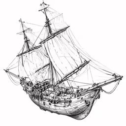 a drawing of a sail ship
