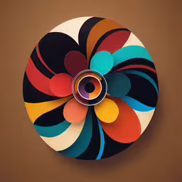 a colorful circular object with different color and shapes,a colorful multicolored wall clock hanging on the side of a wall