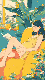 woman sitting on chair reading a book in sunny room,a young woman is lying on a couch reading a book