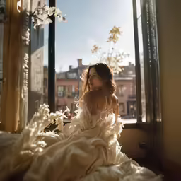 an image of a girl that is sitting in the bed
