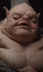 a large statue with a massive facial expression
