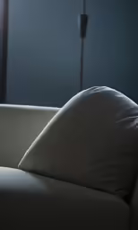 a white couch with a pillow on it