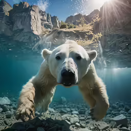 the underwater photo is looking like he is swimming in water
