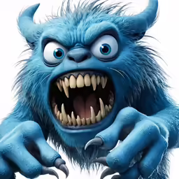 a cartoon troll with teeth and big teeth