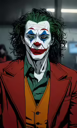 a picture of the joker who has green hair