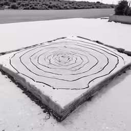 a piece of concrete in the middle of snow