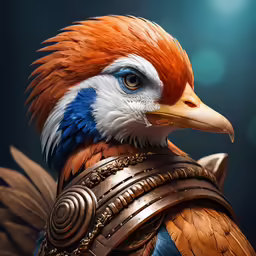 a close up of a bird dressed in costume