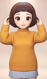 an anime avatar with her hands on the head