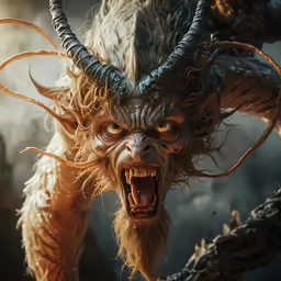 a demon with sharp horns and large horns