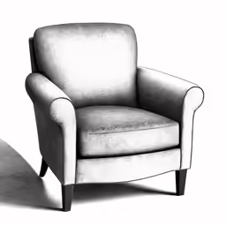 the white chair is facing down and it is empty